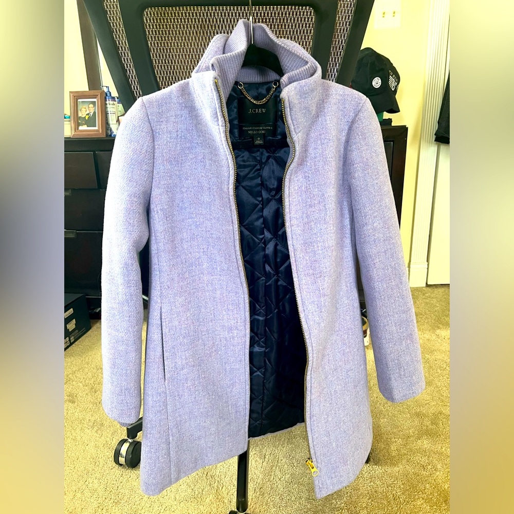 JCrew Italian Stadium Cloth Wool Coat by Nello Gori in Lavendar
